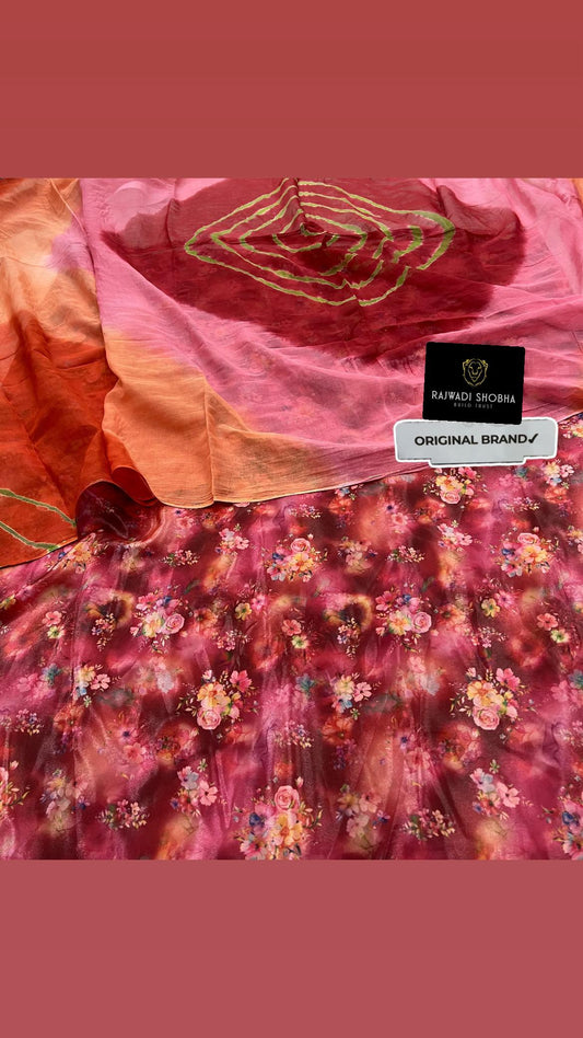 All over High quality jecurd fabric with digital print , With matching lehriya sarbti pot odhna full size