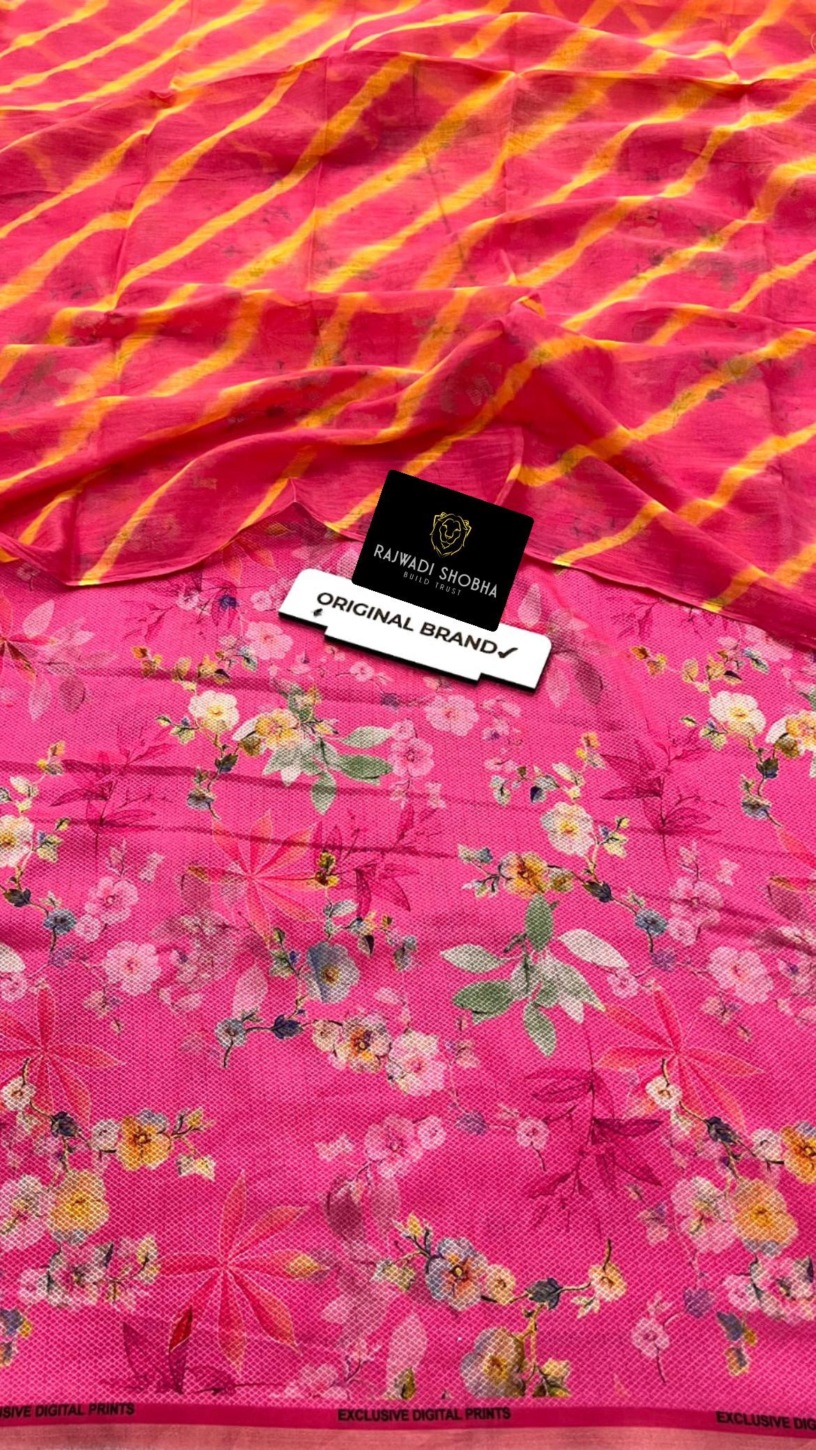 All over High quality jecurd fabric with digital print , With matching lehriya sarbti pot odhna full size