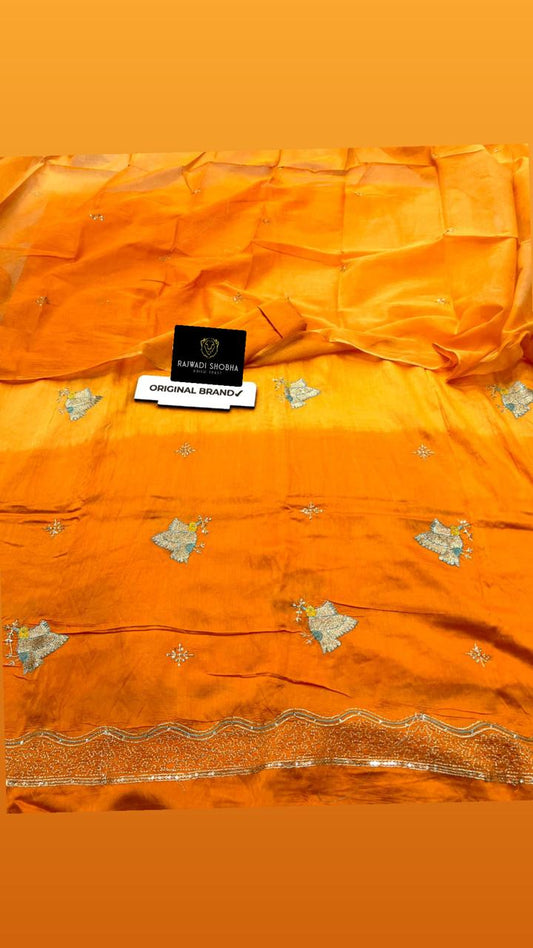 Chanderi cotton fabric with beautiful mini taari zari border work with upper... Birds ποΈbunti work π