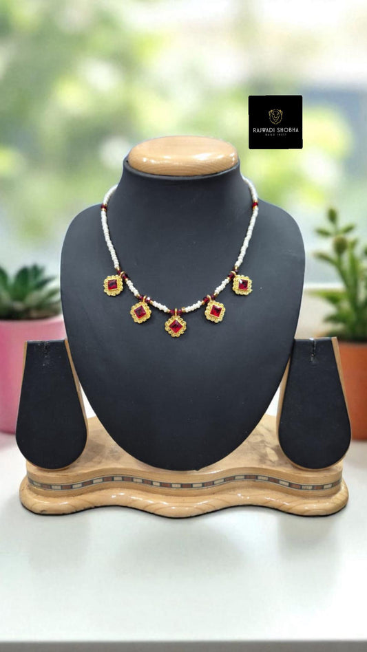 Green and Red necklace and earrings