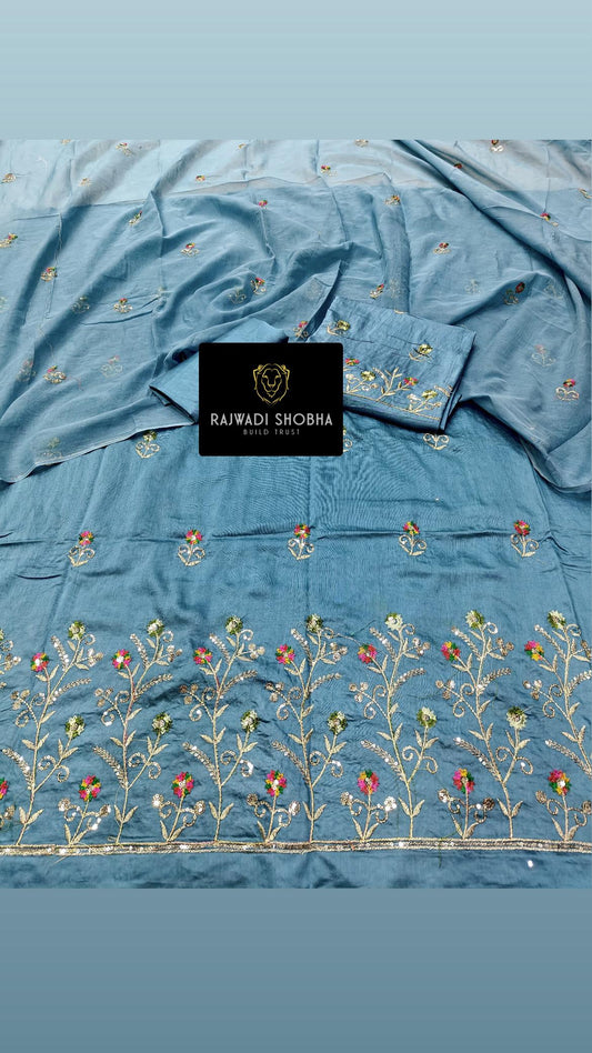 Lehnga beautiful ,Taari zari , multi colour dhaga border work , high chanderi cotton fabric