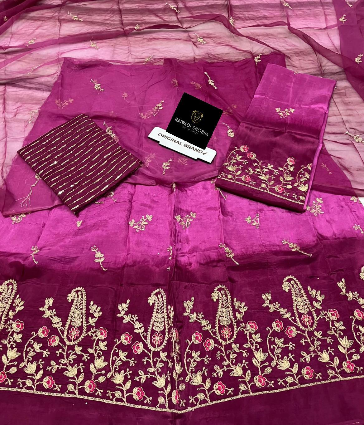 Heavy upada silk best quality fabric, multi colour dhaga jaal work with best finishing ,Odhana hamraai pyore fully coding,colourful dhaga bunti jaal work