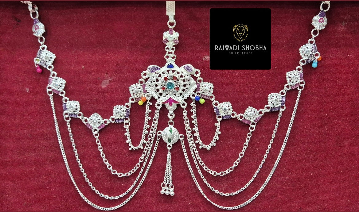 Silver-Plated kamar band, a stunning piece of belly jewelry that combines elegance and tradition