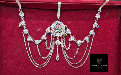 Silver-Plated kamar band, a stunning piece of belly jewelry that combines elegance and tradition