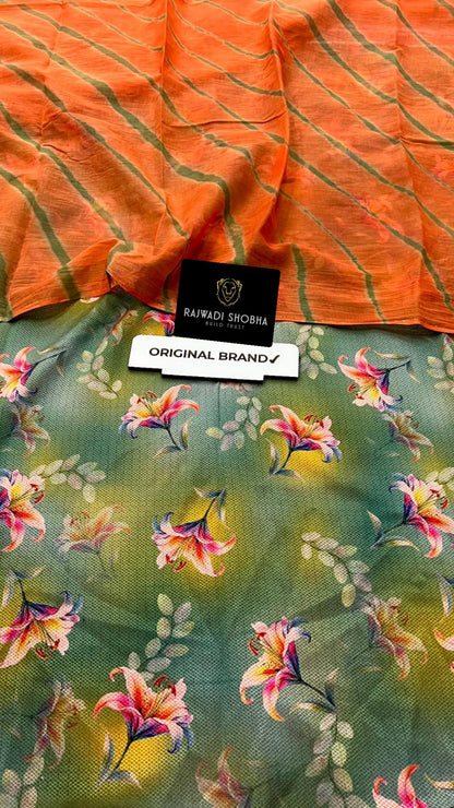 All over High quality jecurd fabric with digital print ,  With matching lehriya sarbti pot odhna full size