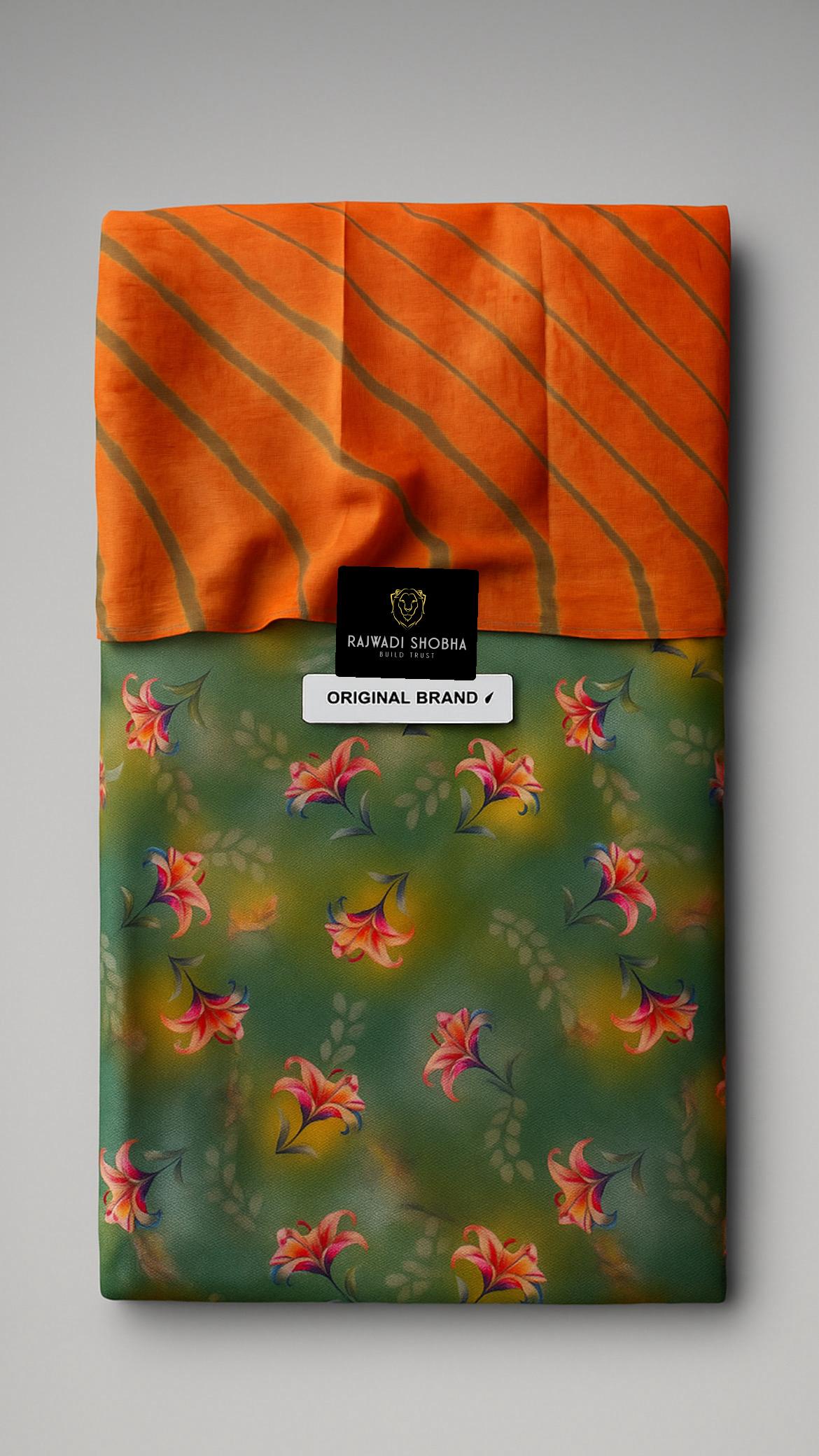 All over High quality jecurd fabric with digital print ,  With matching lehriya sarbti pot odhna full size