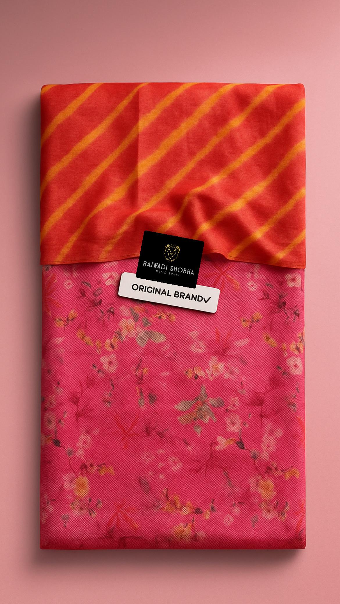 All over High quality jecurd fabric with digital print ,  With matching lehriya sarbti pot odhna full size