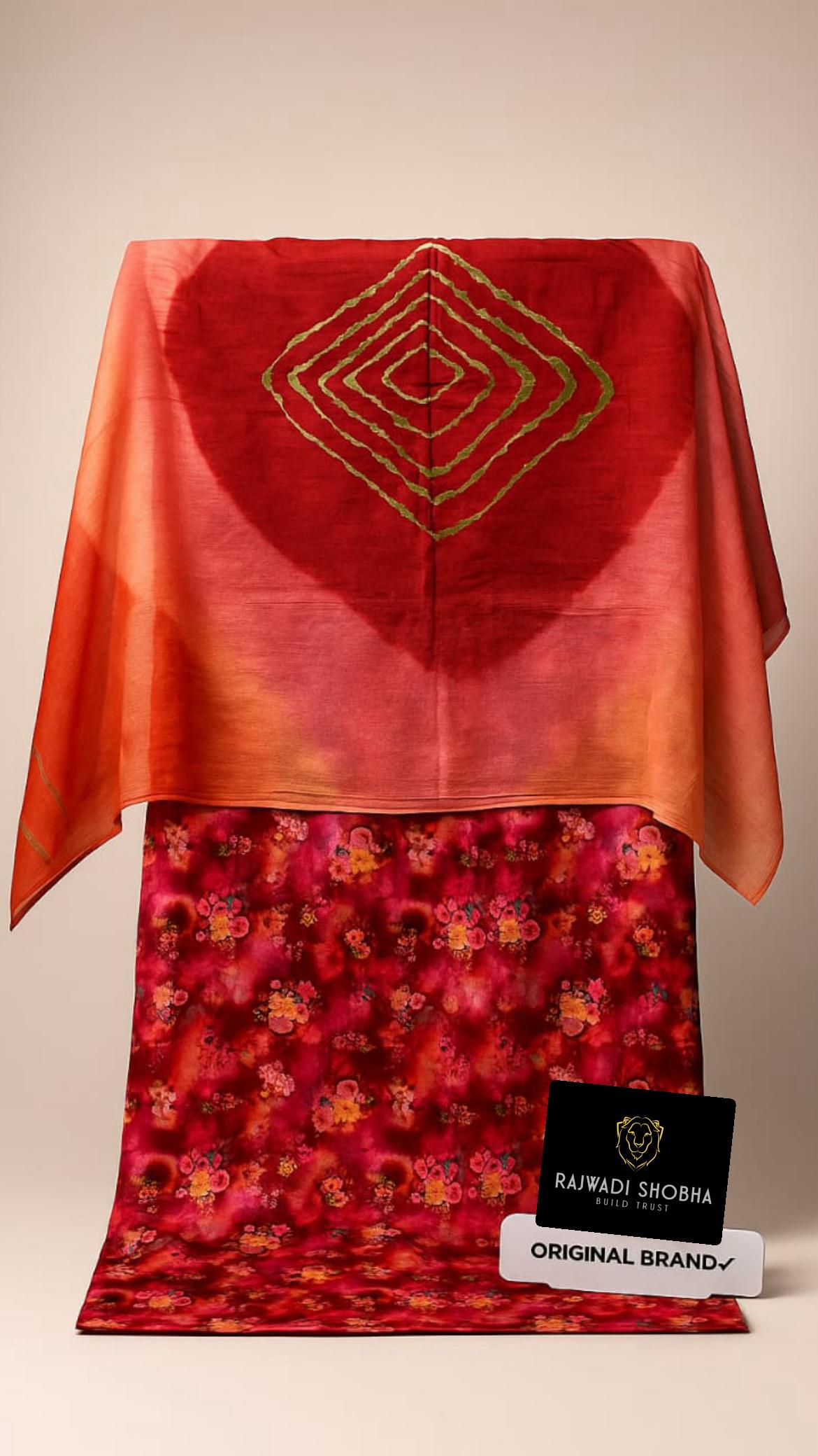 All over High quality jecurd fabric with digital print , With matching lehriya sarbti pot odhna full size