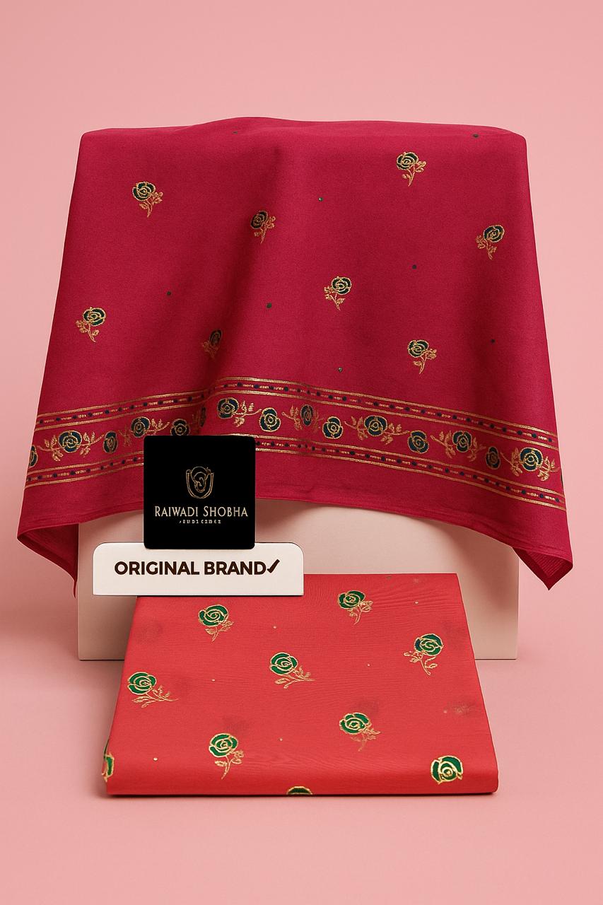 Foil print suit ,  All over beautiful multi colour print with foil gold work , Soft +High and best quality fabric ,  Odhna sarbti pot same as full foil print