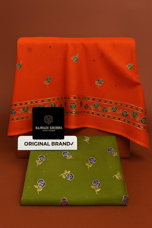 Foil print suit ,  All over beautiful multi colour print with foil gold work , Soft +High and best quality fabric ,  Odhna sarbti pot same as full foil print