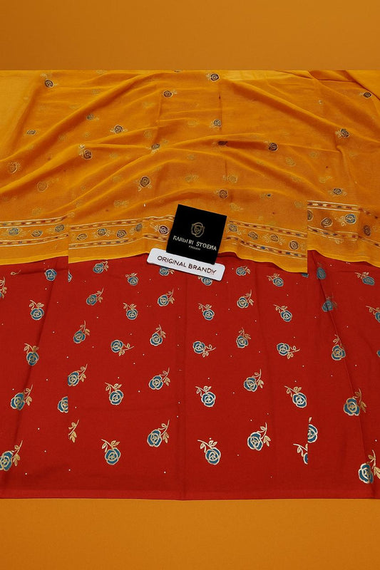 Foil print suit ,  All over beautiful multi colour print with foil gold work , Soft +High and best quality fabric ,  Odhna sarbti pot same as full foil print