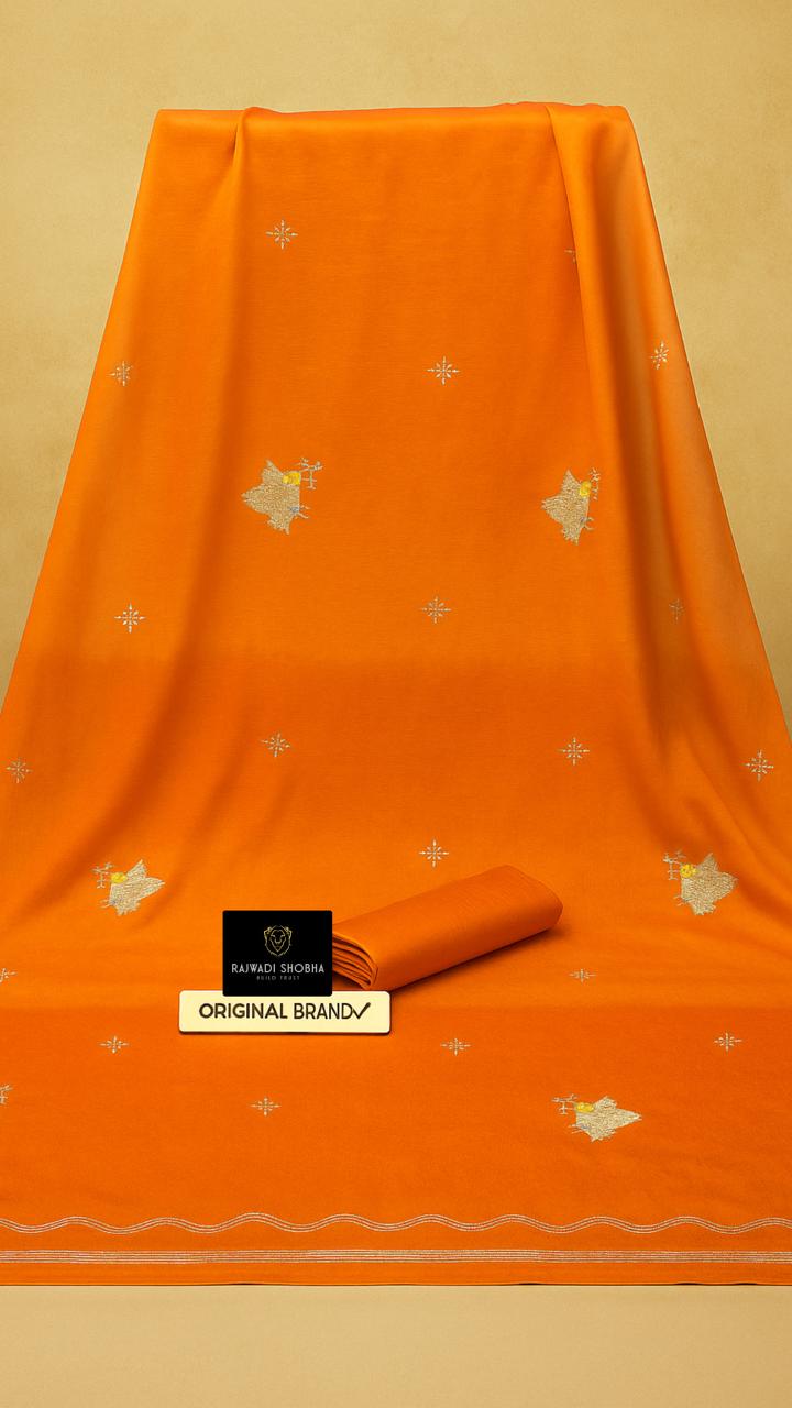 Chanderi cotton fabric with beautiful mini taari zari border work with upper... Birds 🕊️bunti work 🌟