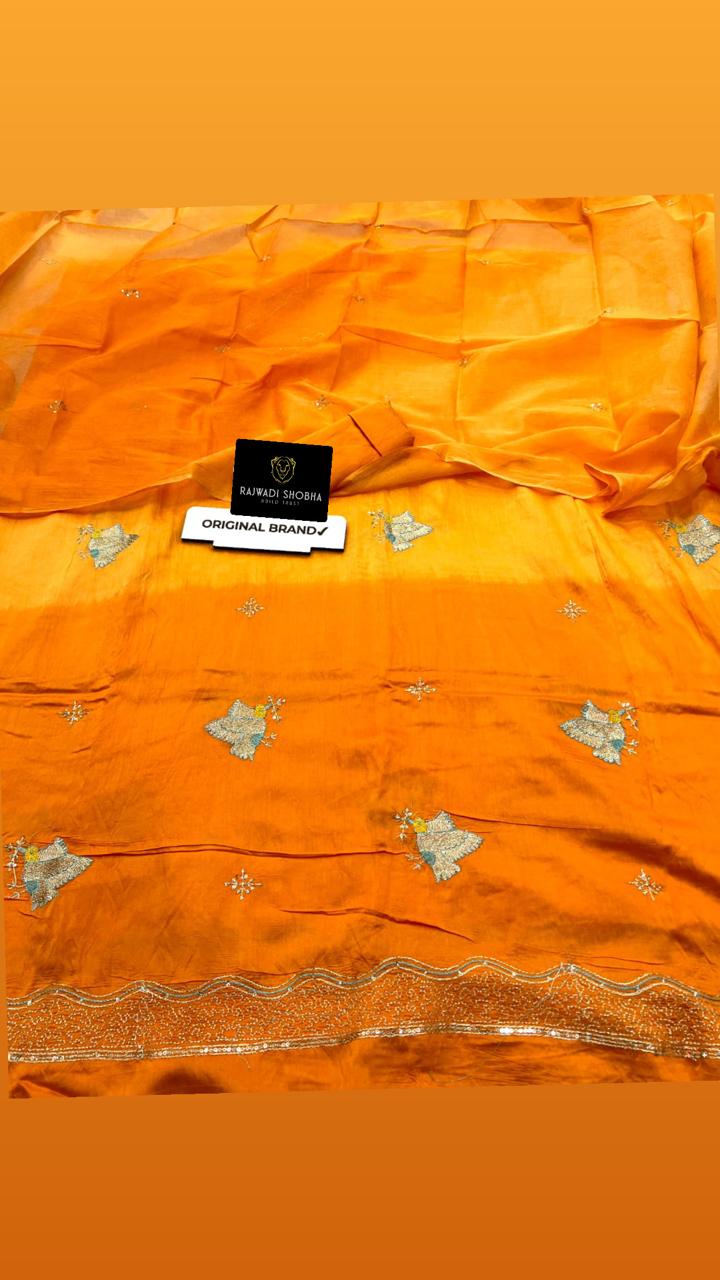 Chanderi cotton fabric with beautiful mini taari zari border work with upper... Birds 🕊️bunti work 🌟