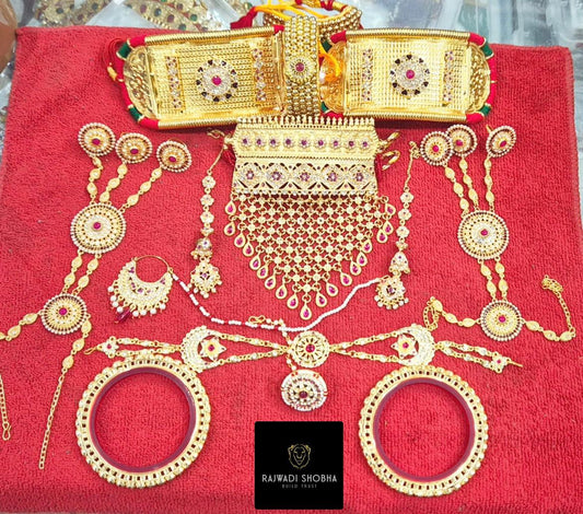 Bridal jadau rajputi gold jewelry set