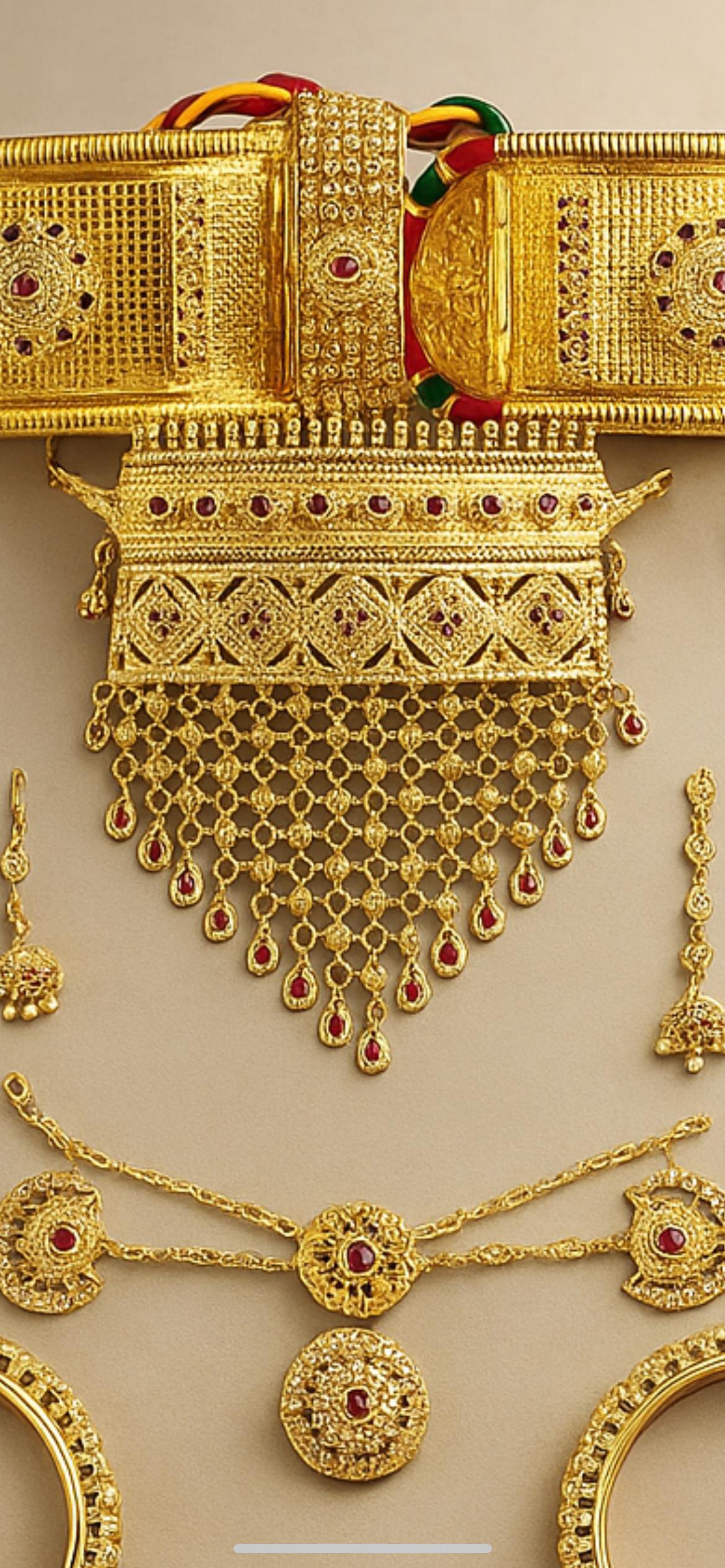Bridal jadau rajputi gold jewelry set
