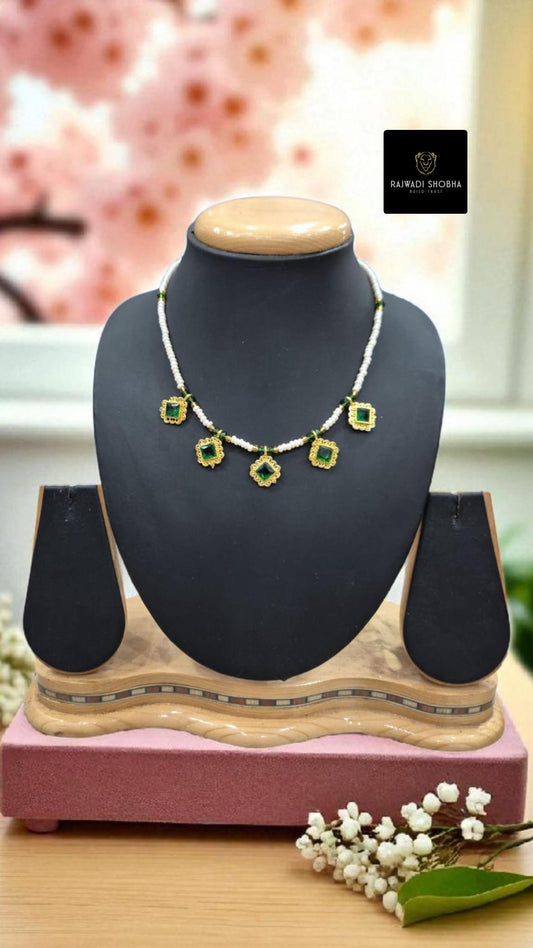 Green and Red necklace and earrings