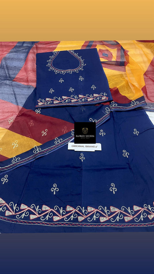 Lehnga beautiful mini zari + dhaga border +upper bunti work  Kurti gala baaju complete work ✅   Odhna sarbti pot sheded colour matching  with for side border work