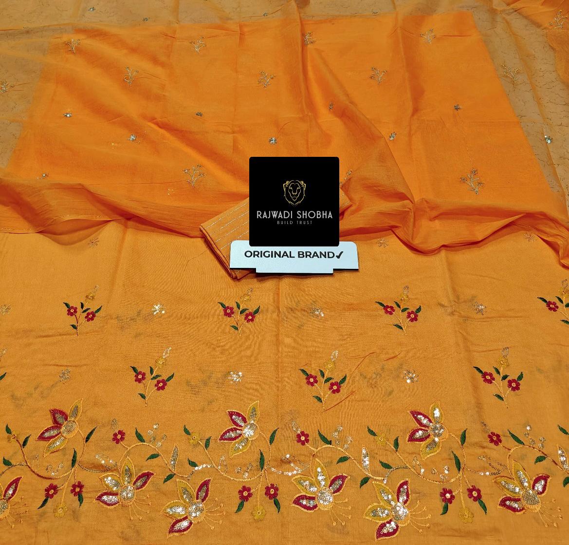 All Over Fabric Beautiful multi Colour Dhaga with shining 🌟 Taari border work Upper same as big bunti work