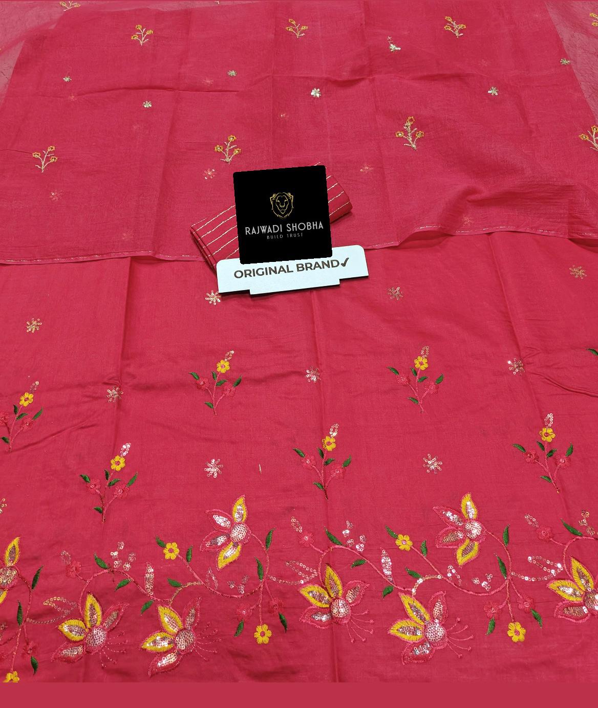 All Over Fabric Beautiful multi Colour Dhaga with shining 🌟 Taari border work Upper same as big bunti work