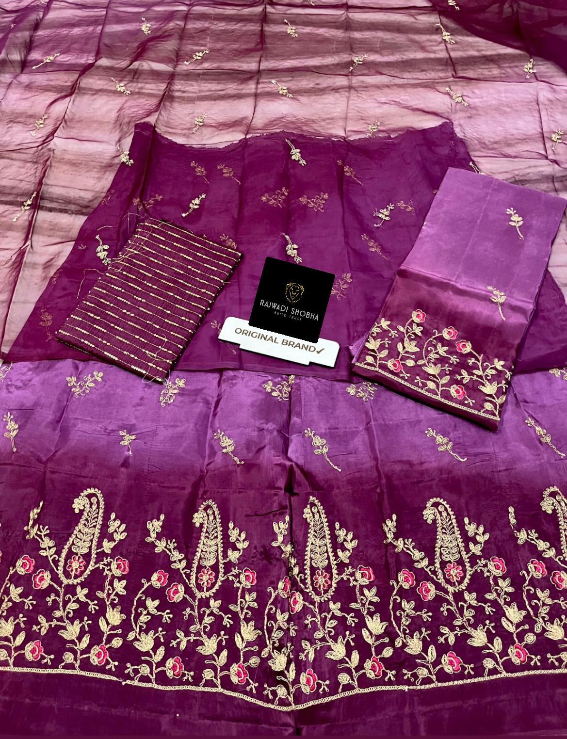 Heavy upada silk  best quality fabric, multi colour dhaga jaal work with best finishing ,Odhana hamraai pyore fully  coding,colourful dhaga bunti jaal work