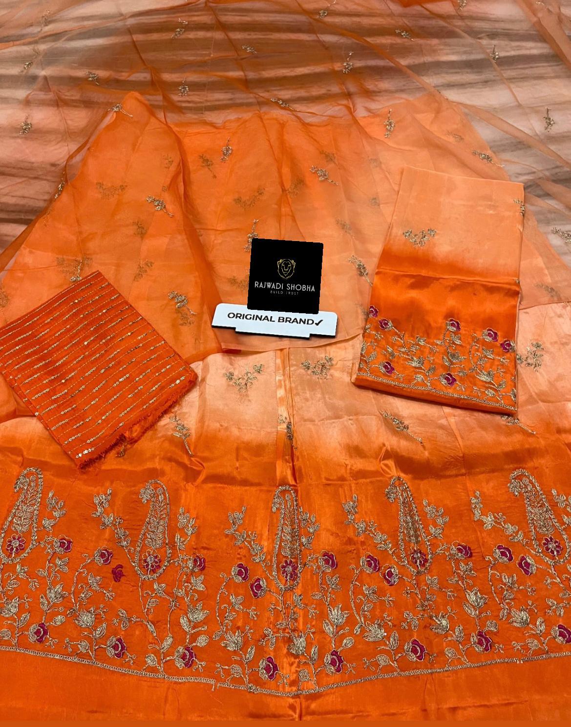 Heavy upada silk  best quality fabric, multi colour dhaga jaal work with best finishing ,Odhana hamraai pyore fully  coding,colourful dhaga bunti jaal work