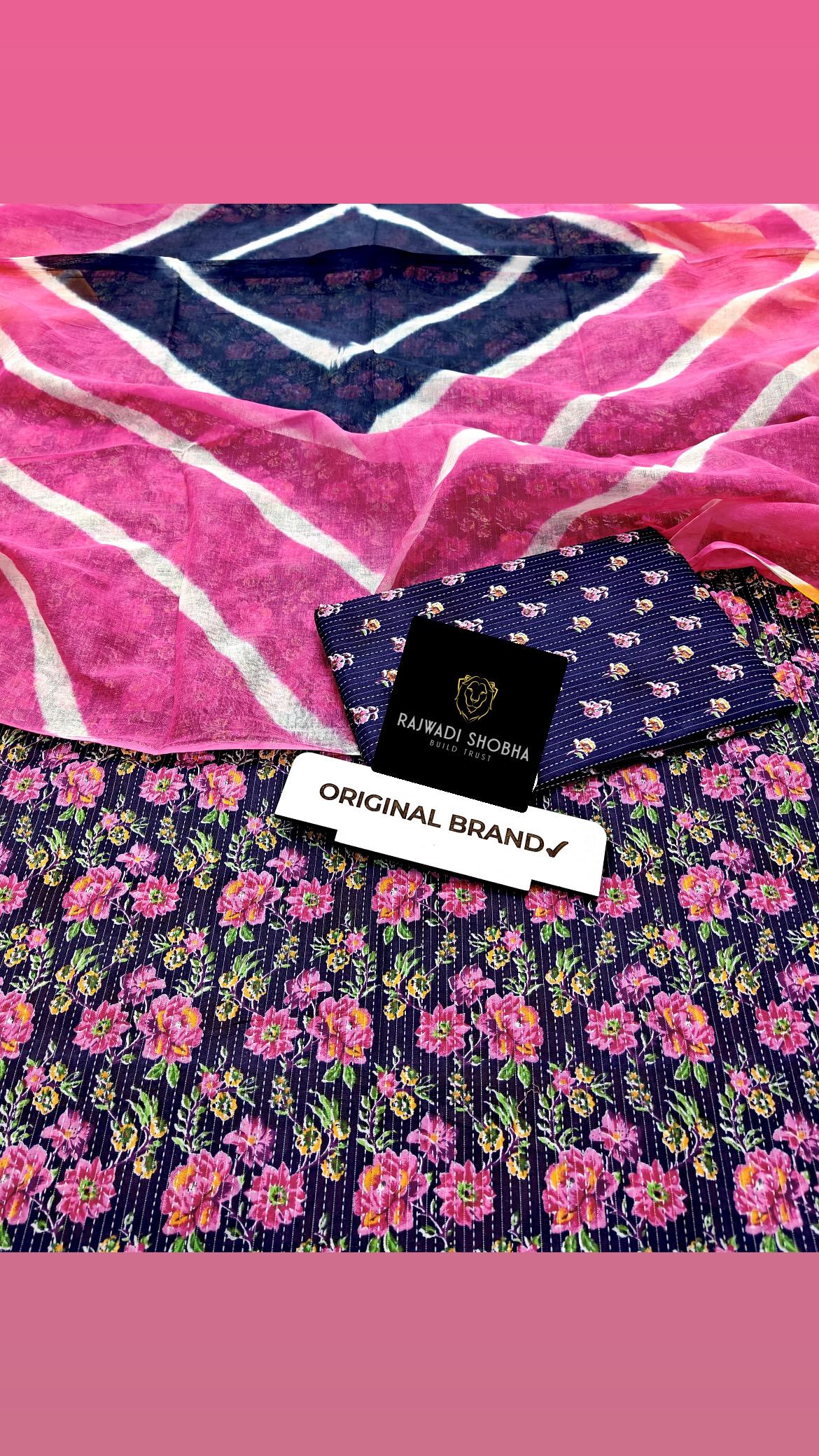 Lehnga Beautiful Orignal Katha Fabric with Beautiful Sanganeri Baarik Print