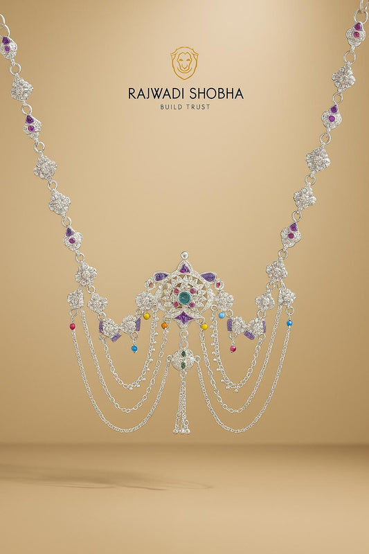 Silver-Plated kamar band, a stunning piece of belly jewelry that combines elegance and tradition